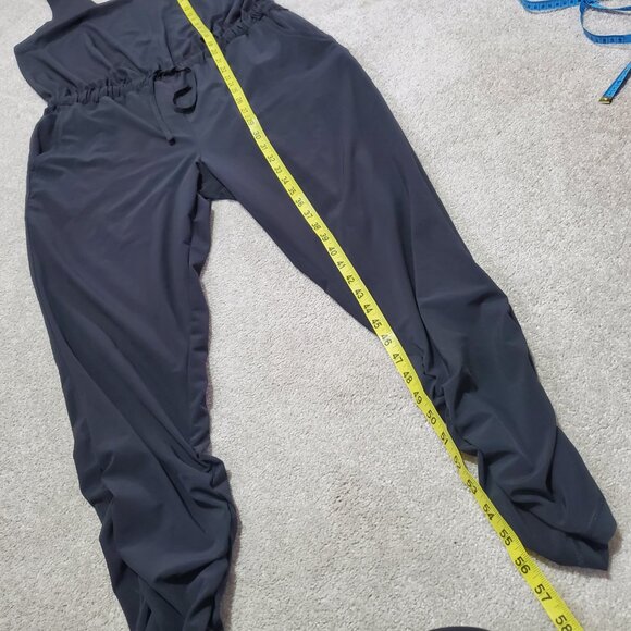 PRANA Railay Jumpsuit Tie Waist Zip Neck Stretch Relaxed Fit Black Women's Large - Picture 15 of 16